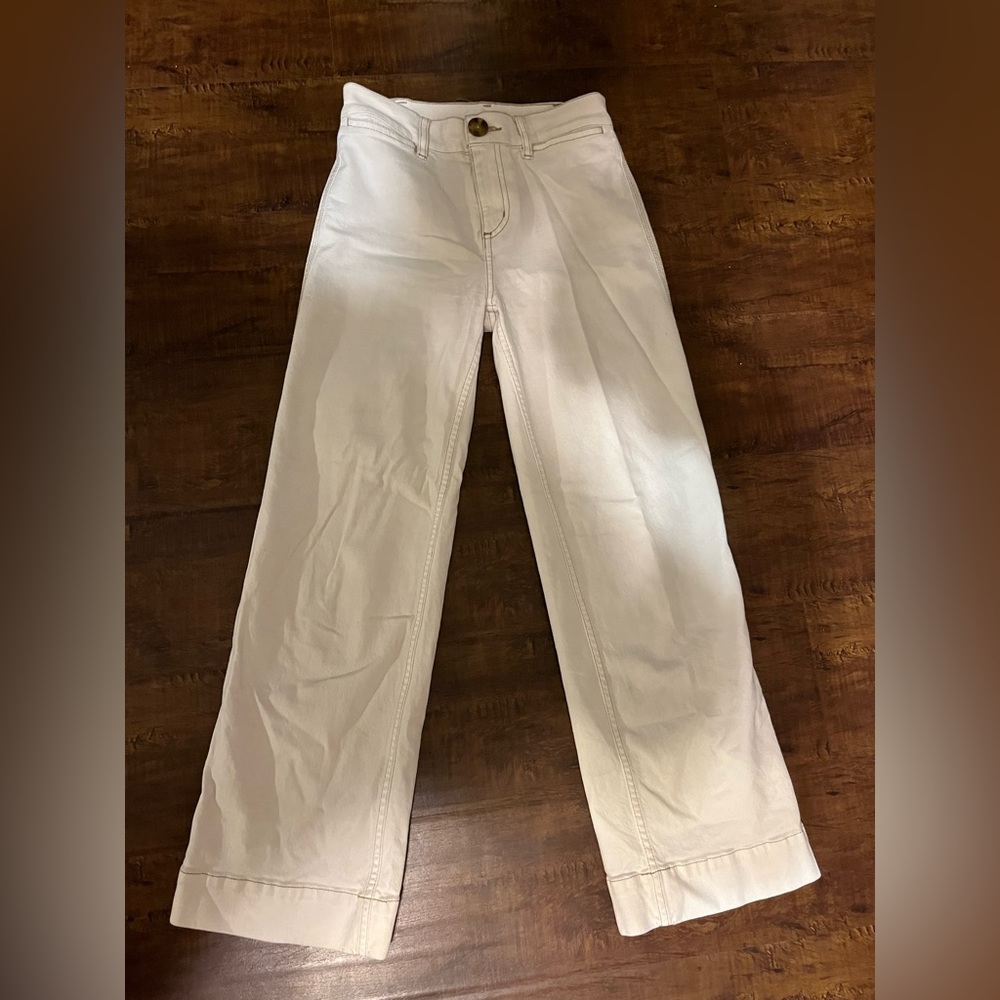 Off White Cropped Flare Pants - image 1